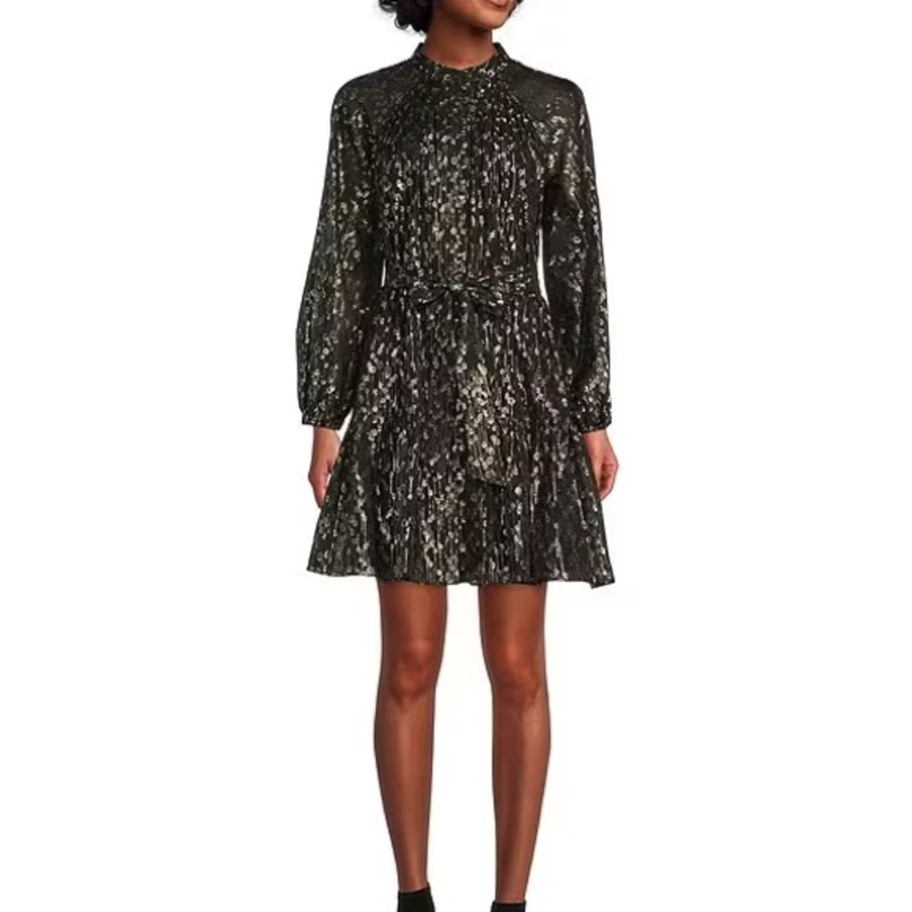 Antonio Melani Camila Chiffon Dress In Black & Gold, 12